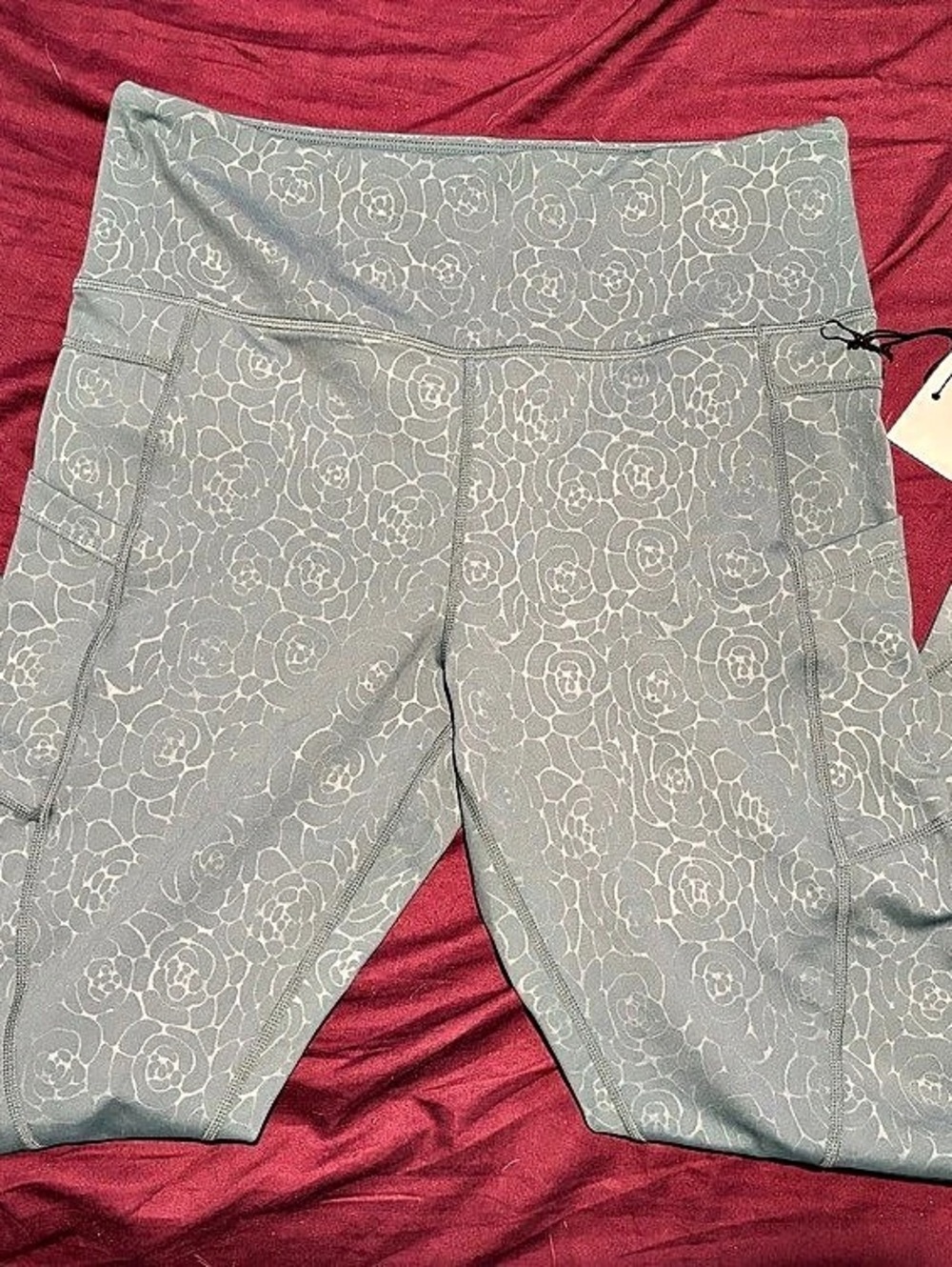 Zyia Active Dark Teal Floral Pocket Light n Tight Hi-Rise 7/8 24" leggings 12